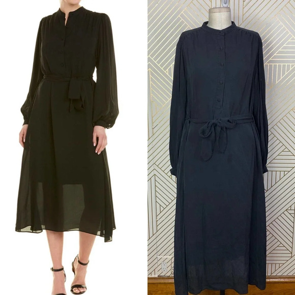 Equipment Femme Francois Silk Shirt‎ Button Down Dress in Black Size US Medium - Picture 1 of 12
